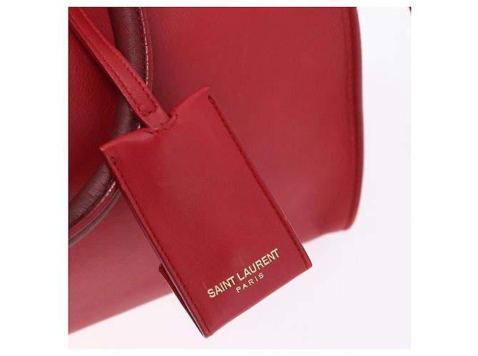 Autre Marque SAINT LAURENT Petit Cabas Hand Bag Leather 2way Red Gold Auth 205115A Golden - view 30