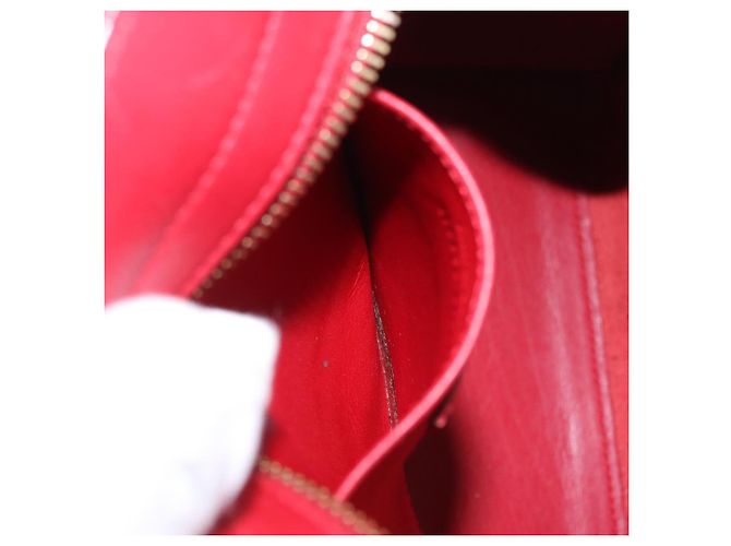 Autre Marque SAINT LAURENT Petit Cabas Hand Bag Leather 2way Red Gold Auth 205115A Golden - view 36