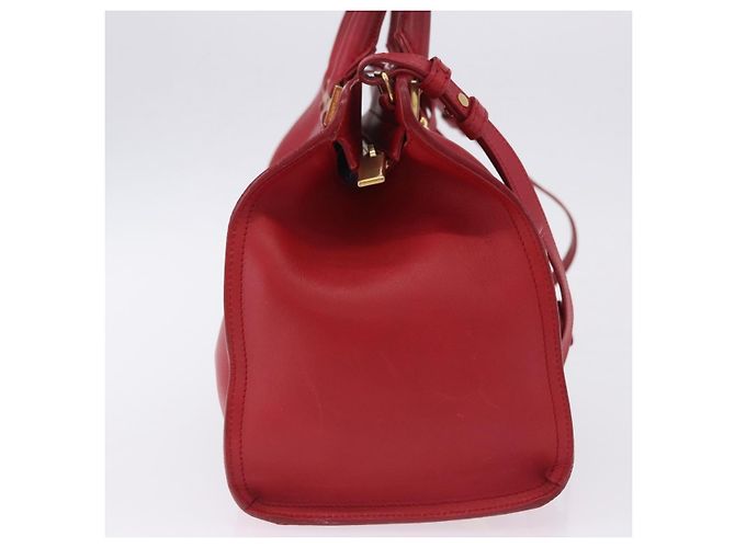 Autre Marque SAINT LAURENT Petit Cabas Hand Bag Leather 2way Red Gold Auth 205115A Golden - view 5