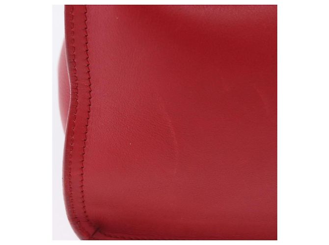 Autre Marque SAINT LAURENT Petit Cabas Hand Bag Leather 2way Red Gold Auth 205115A Golden - view 6