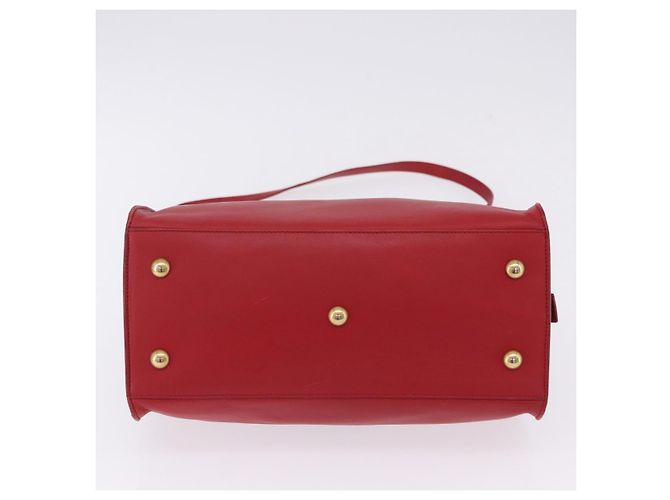 Autre Marque SAINT LAURENT Petit Cabas Hand Bag Leather 2way Red Gold Auth 205115A Golden - view 7
