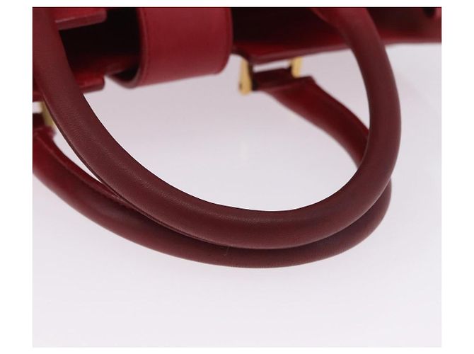 Autre Marque SAINT LAURENT Petit Cabas Hand Bag Leather 2way Red Gold Auth 205115A Golden - view 8