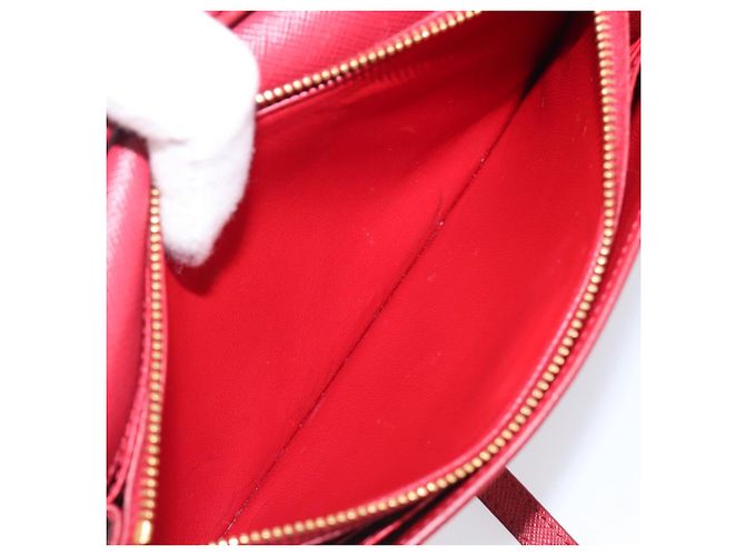 Saffiano Borsa a tracolla portafoglio con catena PRADA in pelle Safiano Rosso Oro Auth 204149V D'oro - vista 10