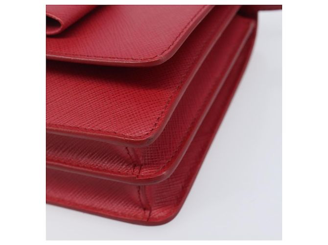 Saffiano Borsa a tracolla portafoglio con catena PRADA in pelle Safiano Rosso Oro Auth 204149V D'oro - vista 16