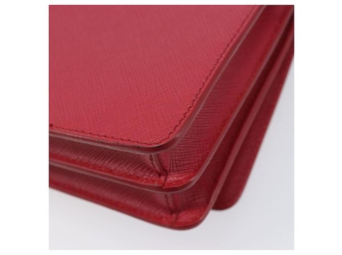 Saffiano Borsa a tracolla portafoglio con catena PRADA in pelle Safiano Rosso Oro Auth 204149V D'oro - vista 18