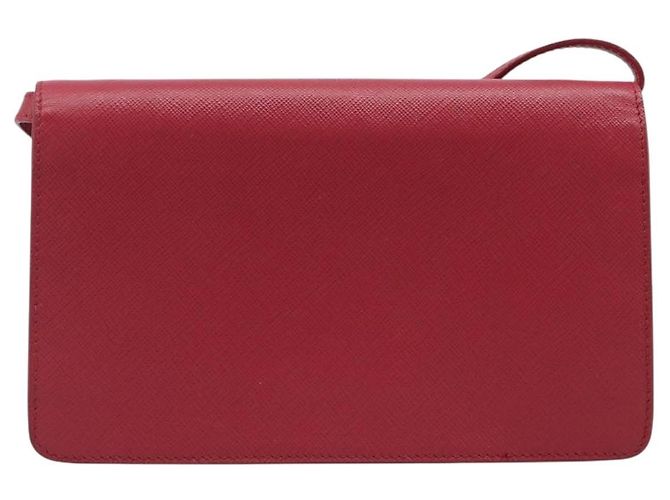 Saffiano Borsa a tracolla portafoglio con catena PRADA in pelle Safiano Rosso Oro Auth 204149V D'oro - vista 2