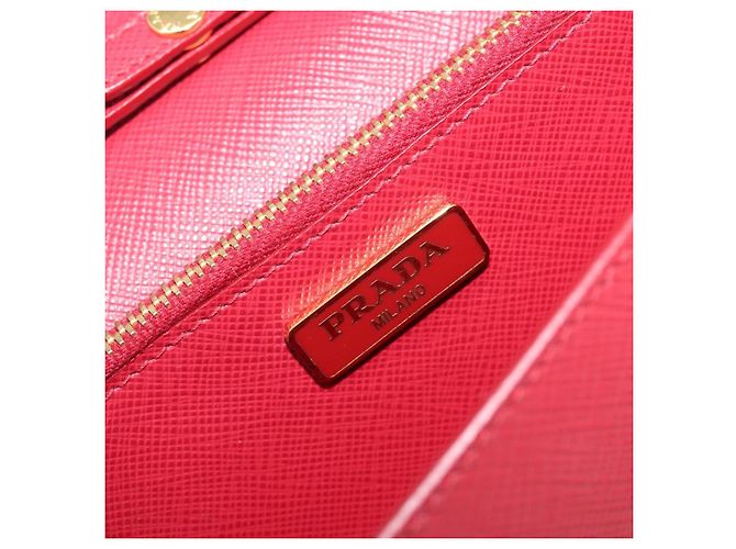 Saffiano Borsa a tracolla portafoglio con catena PRADA in pelle Safiano Rosso Oro Auth 204149V D'oro - vista 21
