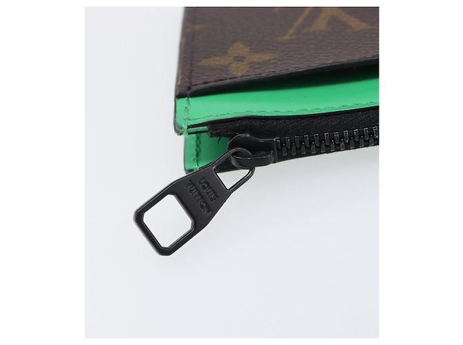 LOUIS VUITTON Monogram Macassar Coin Card Holder Green M82913 LV Auth 203665A Verde Monogramma - vista 8