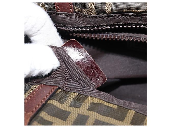 FENDI Zucca Canvas Handtasche Schwarz Braun Auth 204154 - Ansicht 12