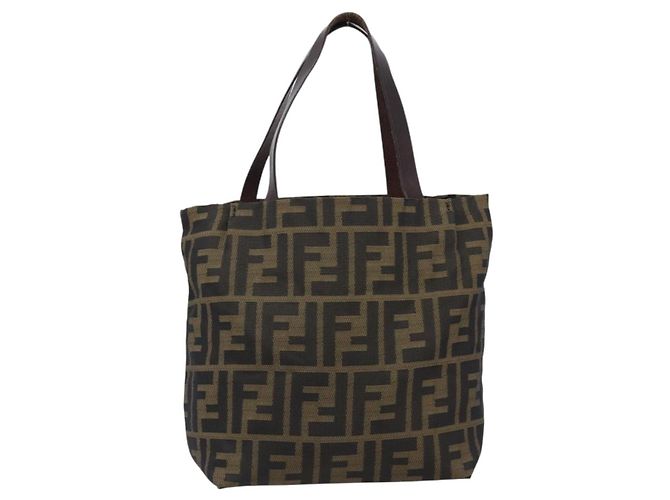 FENDI Zucca Canvas Handtasche Schwarz Braun Auth 204154 - Ansicht 13