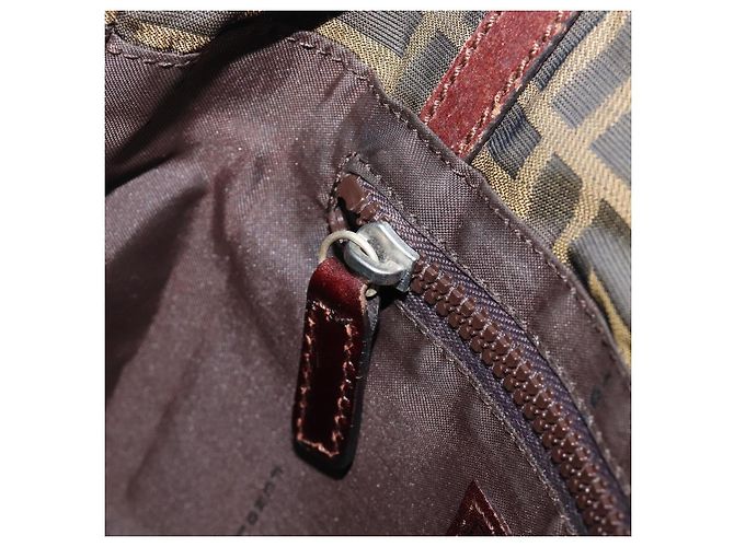 FENDI Zucca Canvas Handtasche Schwarz Braun Auth 204154 - Ansicht 19