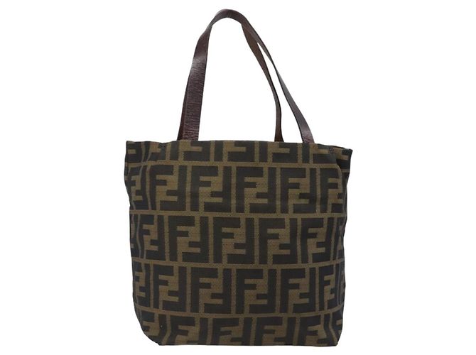 FENDI Zucca Canvas Handtasche Schwarz Braun Auth 204154 - Ansicht 2