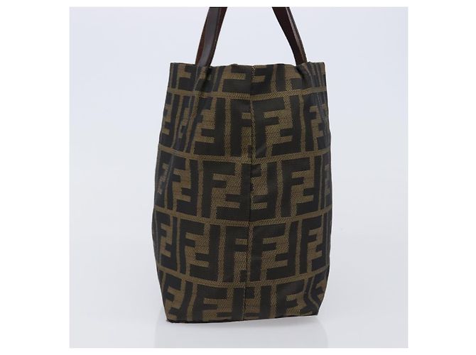 FENDI Zucca Canvas Handtasche Schwarz Braun Auth 204154 - Ansicht 3