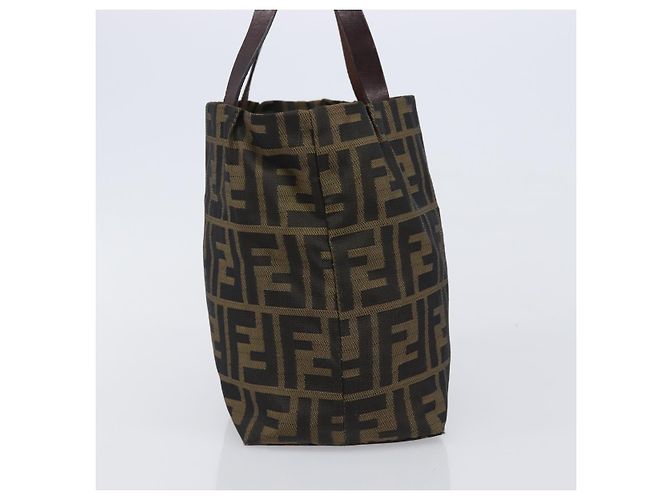 FENDI Zucca Canvas Handtasche Schwarz Braun Auth 204154 - Ansicht 4