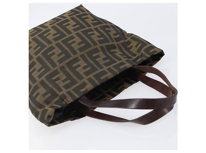 FENDI Zucca Canvas Handtasche Schwarz Braun Auth 204154 - Ansicht 6