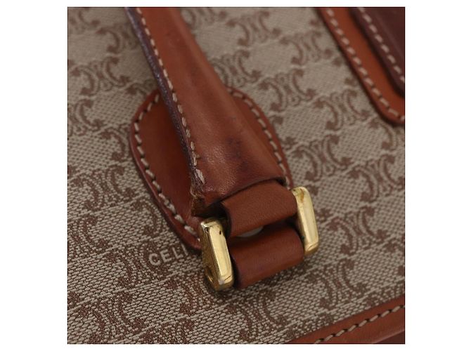 Céline Borsa a mano CELINE Macadam PVC Pelle Beige Tono Oro Auth ka6244A - vista 10