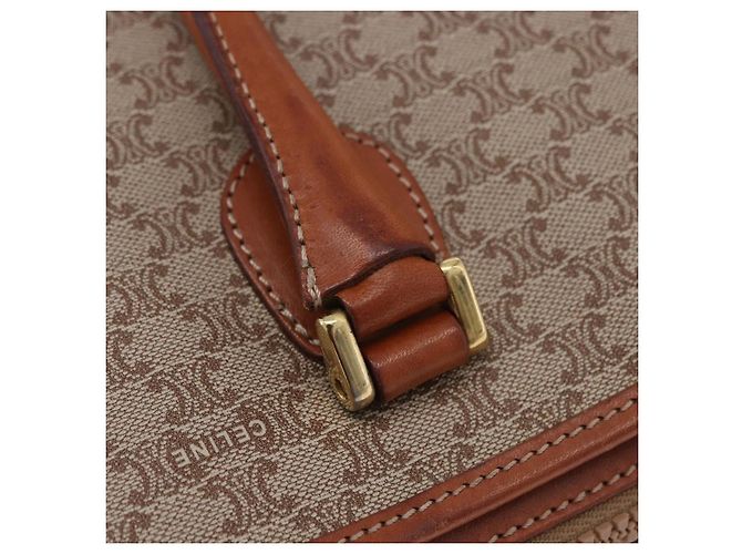 Céline Borsa a mano CELINE Macadam PVC Pelle Beige Tono Oro Auth ka6244A - vista 15