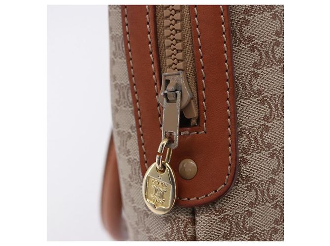 Céline Borsa a mano CELINE Macadam PVC Pelle Beige Tono Oro Auth ka6244A - vista 16