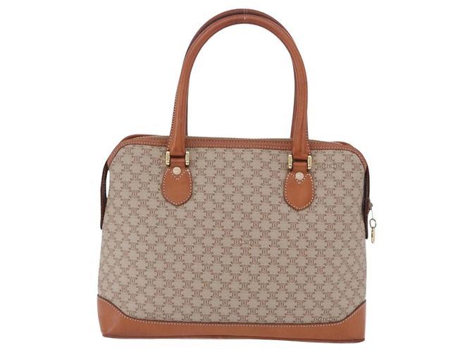 Céline Borsa a mano CELINE Macadam PVC Pelle Beige Tono Oro Auth ka6244A - vista 2