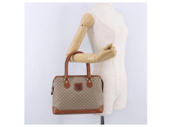 Céline Borsa a mano CELINE Macadam PVC Pelle Beige Tono Oro Auth ka6244A - vista 22