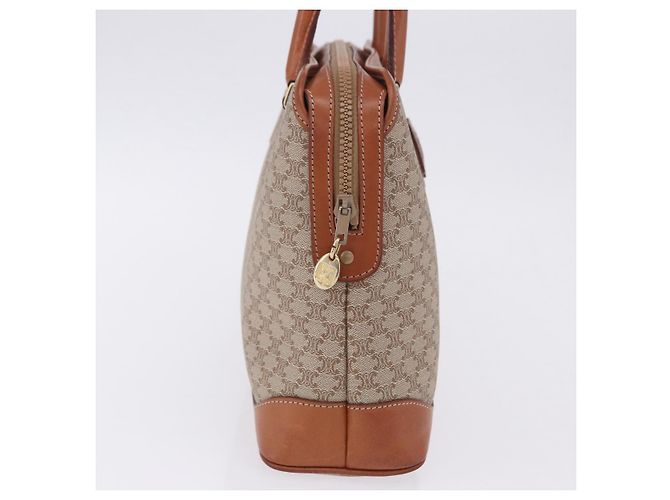 Céline Borsa a mano CELINE Macadam PVC Pelle Beige Tono Oro Auth ka6244A - vista 4