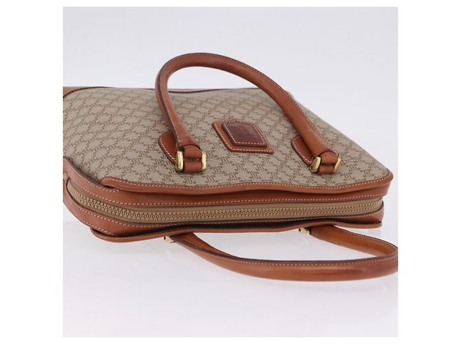 Céline Borsa a mano CELINE Macadam PVC Pelle Beige Tono Oro Auth ka6244A - vista 5