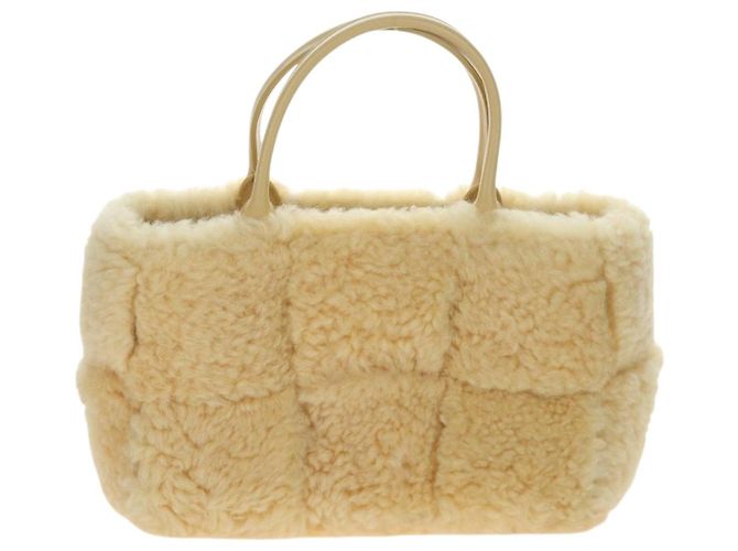Sac à main BOTTEGA VENETA en laine beige Auth 203144M - vue 13