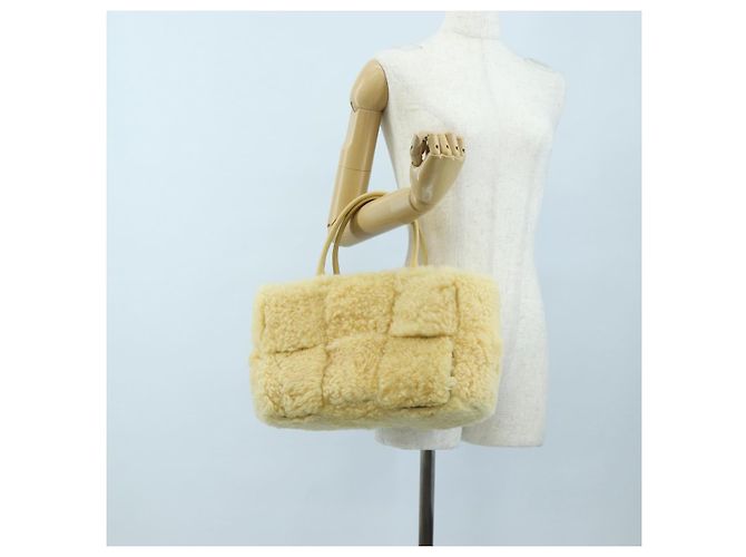 Sac à main BOTTEGA VENETA en laine beige Auth 203144M - vue 25
