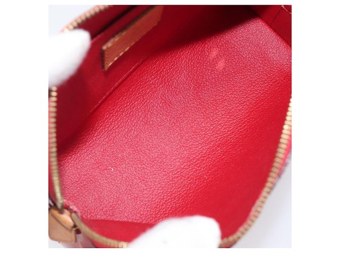LOUIS VUITTON Monogram Vernis Pochette Cosmetic PM Pouch Red M90172 Auth ar14182 Rosso - vista 11