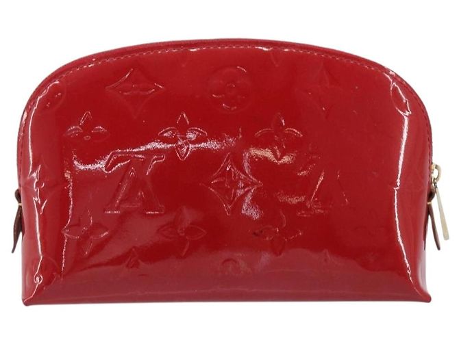 LOUIS VUITTON Monogram Vernis Pochette Cosmetic PM Pouch Red M90172 Auth ar14182 Rosso - vista 2