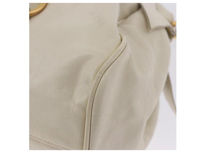 Borsa a mano Miu Miu con fiocco laterale in pelle 2way White Gold Auth am12582V Bianco D'oro - vista 18