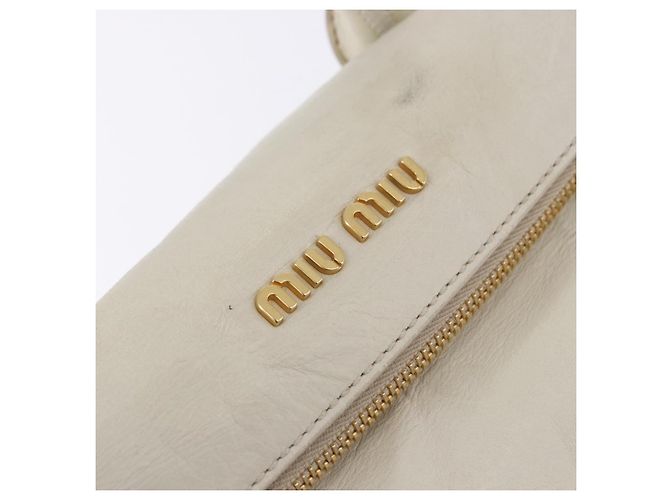 Borsa a mano Miu Miu con fiocco laterale in pelle 2way White Gold Auth am12582V Bianco D'oro - vista 20
