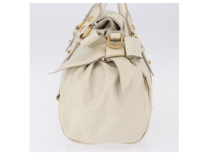 Borsa a mano Miu Miu con fiocco laterale in pelle 2way White Gold Auth am12582V Bianco D'oro - vista 3