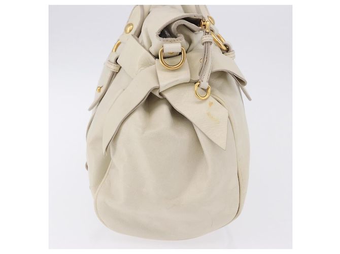 Borsa a mano Miu Miu con fiocco laterale in pelle 2way White Gold Auth am12582V Bianco D'oro - vista 4