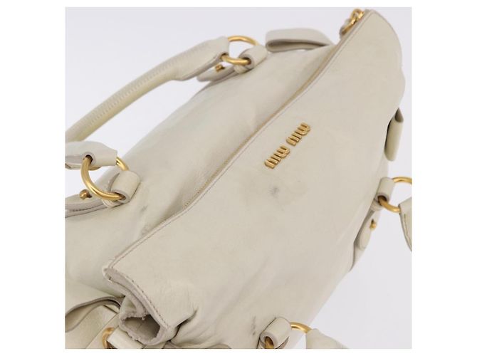 Borsa a mano Miu Miu con fiocco laterale in pelle 2way White Gold Auth am12582V Bianco D'oro - vista 7
