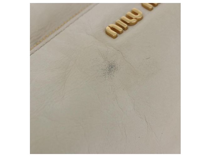 Borsa a mano Miu Miu con fiocco laterale in pelle 2way White Gold Auth am12582V Bianco D'oro - vista 8
