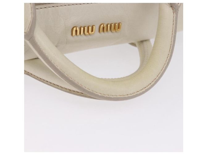 Borsa a mano Miu Miu con fiocco laterale in pelle 2way White Gold Auth am12582V Bianco D'oro - vista 9
