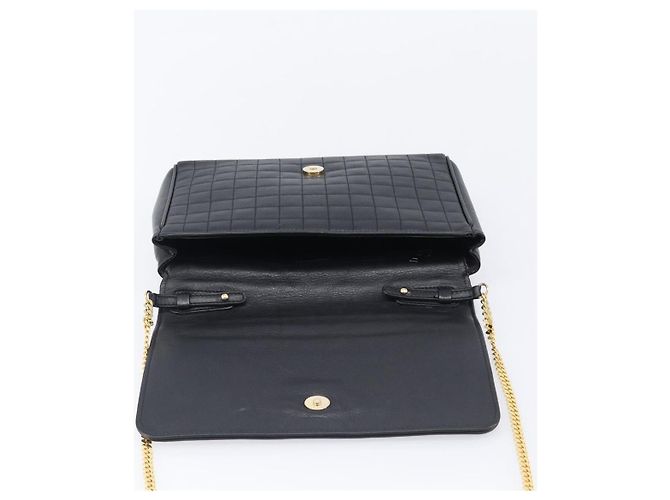 Céline Bolsa de Ombro com Corrente CELINE em Couro Preto e Dourado Auth yk20890V - vista 10