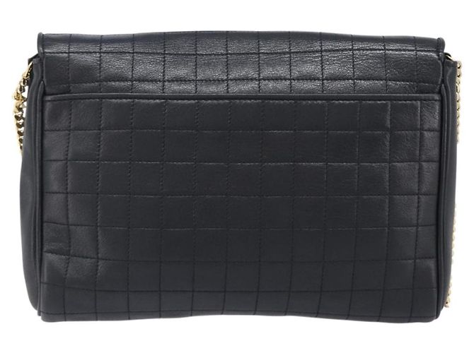 Céline Bolsa de Ombro com Corrente CELINE em Couro Preto e Dourado Auth yk20890V - vista 2