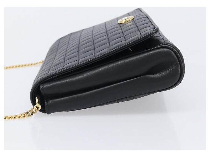 Céline Bolsa de Ombro com Corrente CELINE em Couro Preto e Dourado Auth yk20890V - vista 4