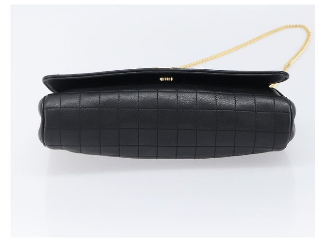 Céline Bolsa de Ombro com Corrente CELINE em Couro Preto e Dourado Auth yk20890V - vista 5