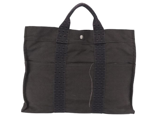 Hermès HERMES Her Line Tote MM Tote Bag Canvas Gray Silver Auth 204044 Braun Silber - Ansicht 2