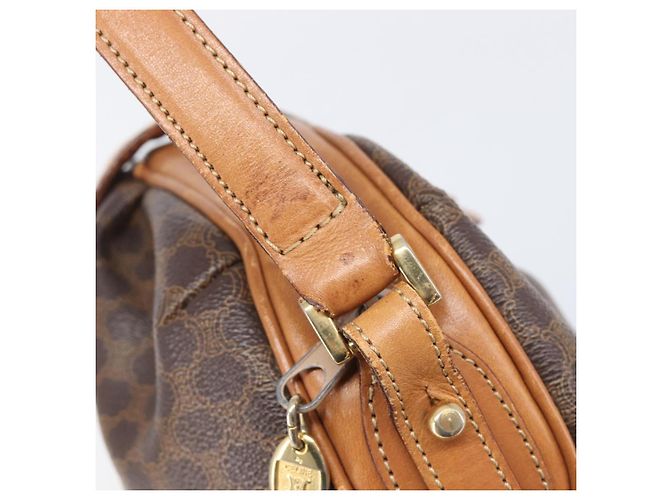 Céline Bolsa de Ombro CELINE Macadam Canvas PVC Leather Brown Gold Auth 202674 Marrom Dourado - vista 10