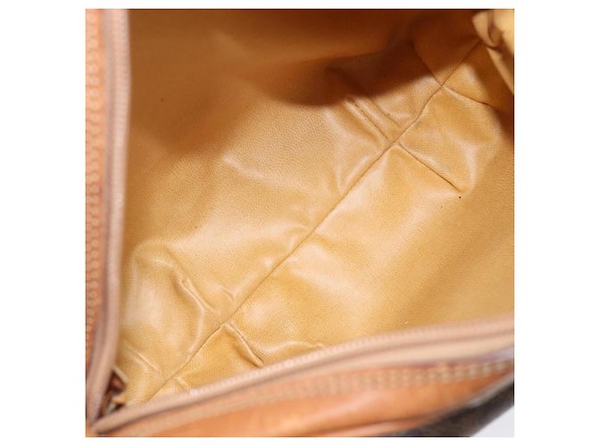 Céline Bolsa de Ombro CELINE Macadam Canvas PVC Leather Brown Gold Auth 202674 Marrom Dourado - vista 11