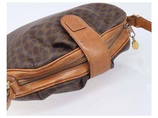 Céline Bolsa de Ombro CELINE Macadam Canvas PVC Leather Brown Gold Auth 202674 Marrom Dourado - vista 14