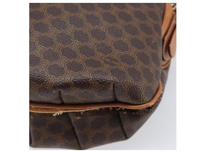 Céline Bolsa de Ombro CELINE Macadam Canvas PVC Leather Brown Gold Auth 202674 Marrom Dourado - vista 18