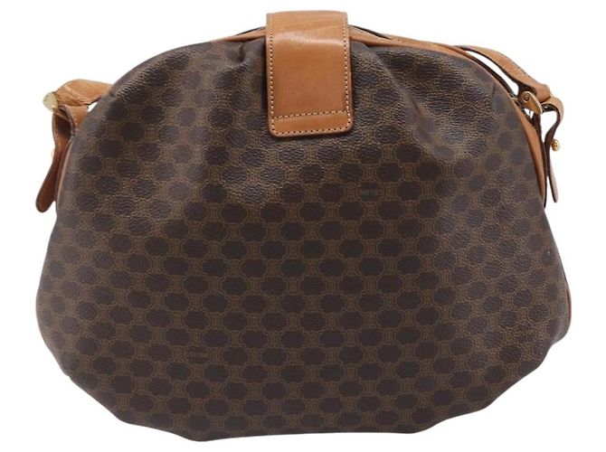 Céline Bolsa de Ombro CELINE Macadam Canvas PVC Leather Brown Gold Auth 202674 Marrom Dourado - vista 2