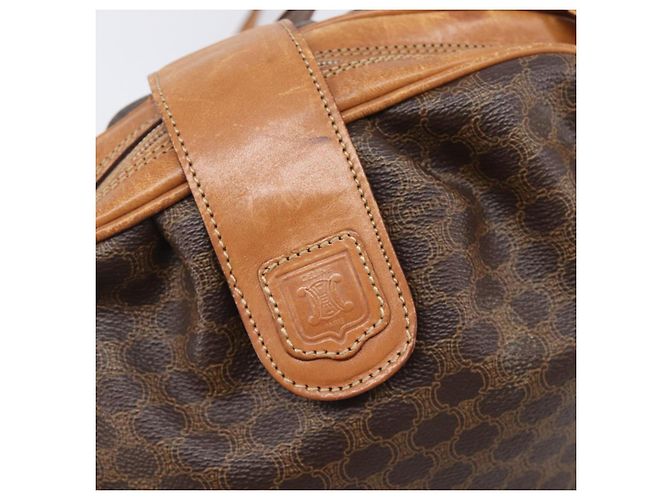 Céline Bolsa de Ombro CELINE Macadam Canvas PVC Leather Brown Gold Auth 202674 Marrom Dourado - vista 20