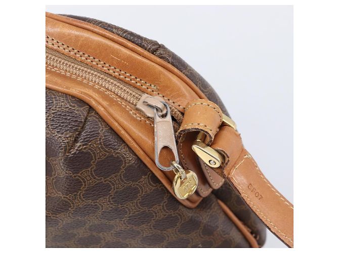 Céline Bolsa de Ombro CELINE Macadam Canvas PVC Leather Brown Gold Auth 202674 Marrom Dourado - vista 22