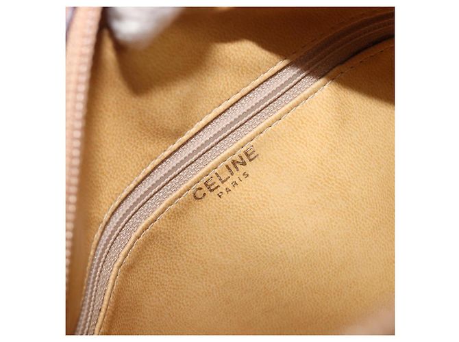 Céline Bolsa de Ombro CELINE Macadam Canvas PVC Leather Brown Gold Auth 202674 Marrom Dourado - vista 23